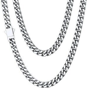 Men's 5mm Width Steel Silver 18K Gold Plated Cuban Durable Hip Hop Chain Jewelry